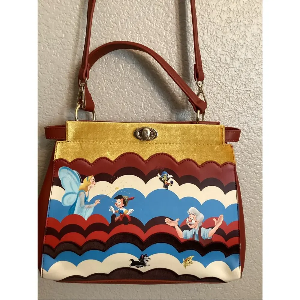 NWOT Danielle Nicole Disney Pinocchio Scalloped Vintage Handbag BoxLunch - Picture 3 of 7